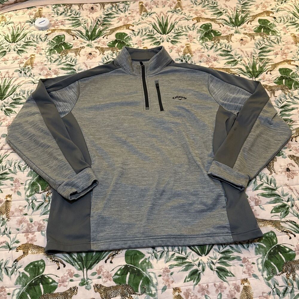 Callaway Men's XL Gray Quarter Zip Tech Golf Pullover Sweater Long Sleeve